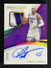 2017-18 Panini Immaculate Collection Vince Carter #PA-VCT Patch Jersey Auto /15
