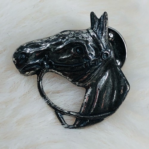 Vtg Beau Sterling Silver Equestrian Horse Head Lapel Pin