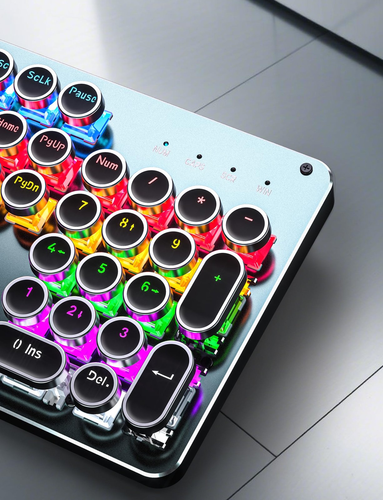 Typewriter Style Mechanical Gaming Keyboard Blue Switch, Rainbow LED Backlit ...