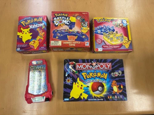 Vintage Pokemon Board Game Lot - Tiger Pinball, Monopoly, Yahtzee Jr,  Guess Who