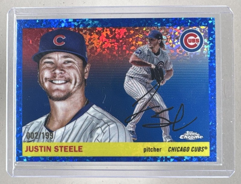 Justin Steele 2025 Topps Chrome Platinum Anniversary #151 Blue Mini-Diamond /199