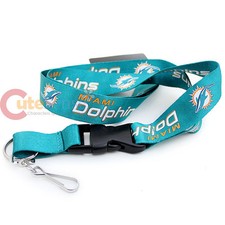 NFL Miami Dolphins Lanyard Key Chain ID Ticket Holder - 2013 New Logo Green