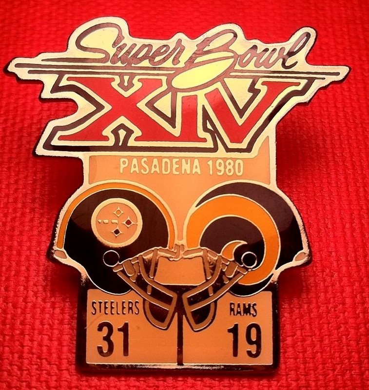 Vintage NFL Super Bowl XIV (14) Starline Collectors Pin: Steelers vs Rams