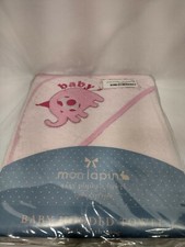 NIB MON LAPIN Baby Hooded Towel Pink w/ Elephant 100 Cotton 35' x 35"