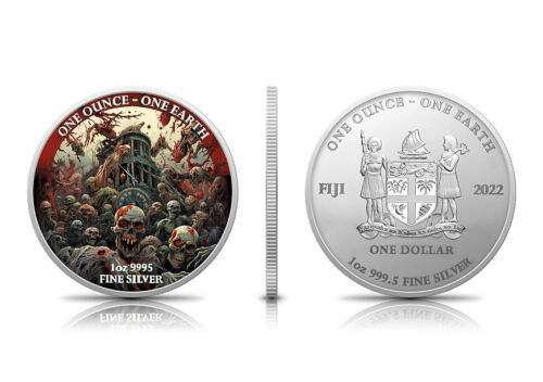 2022 Fidschi - Eine Unze/Eine Erde - ZOMBIES - 1 Unze 0,999 Silber mit UV-Farbeffekt - Bild 1 von 4