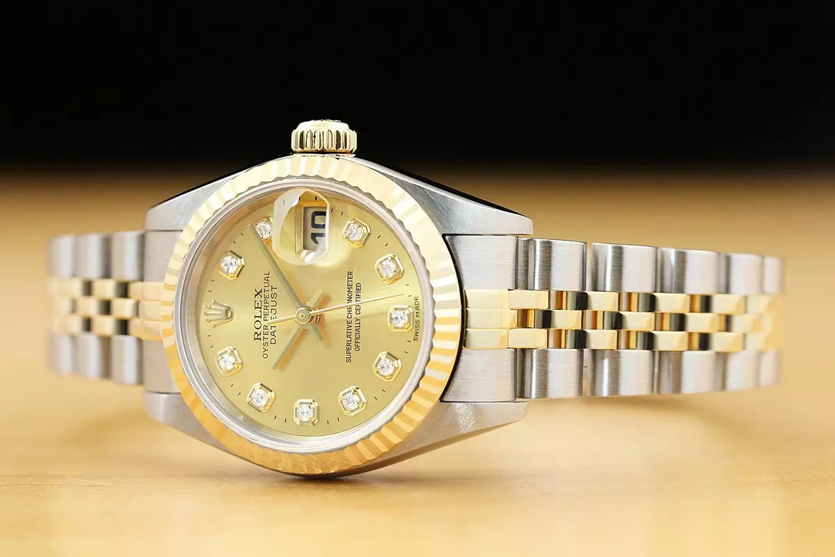 ROLEX LADIES DATEJUST 79173 CHAMPAGNE DIAMOND 18K YELLOW GOLD STEEL WATCH
