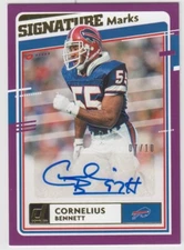 2020 Donruss SIGNATURE MARKS SSP Auto Card of CORNELIUS BENNETT /10 -- Bills
