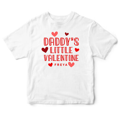 Personalisiertes Papas kleiner Valentinstag Baby T-Shirt Mädchen Valentinstag Customo...
