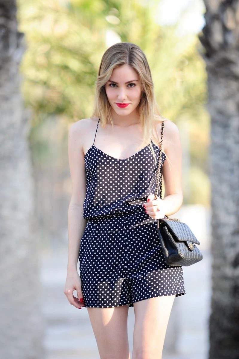 ZARA BNWT NAVY BLUE POLKA DOT PLAYSUIT JUMPSUIT S XS REF. 7981 032