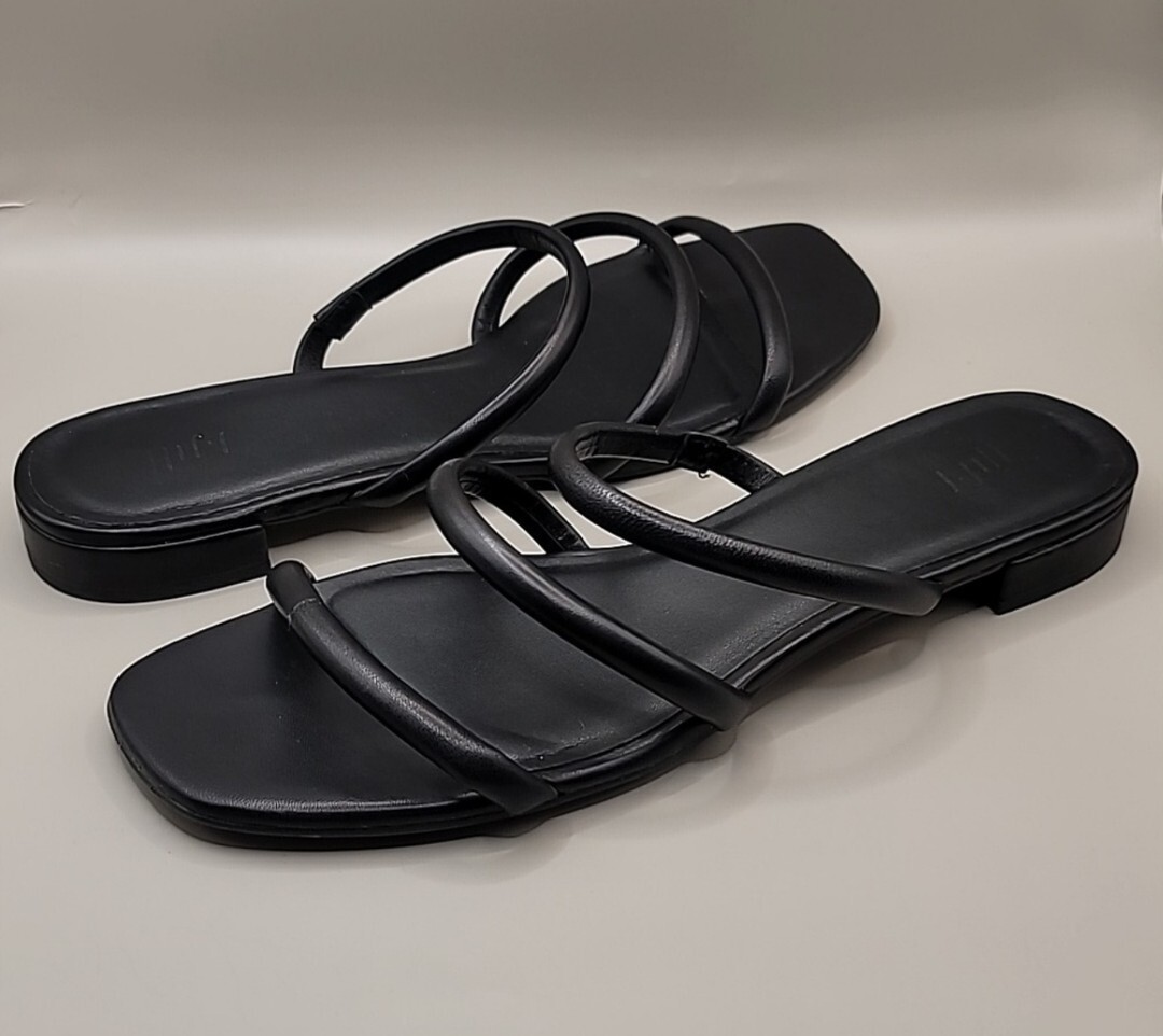 J.Jill Sandals Womens Sz 9 Black Leather Strappy Slide Flip