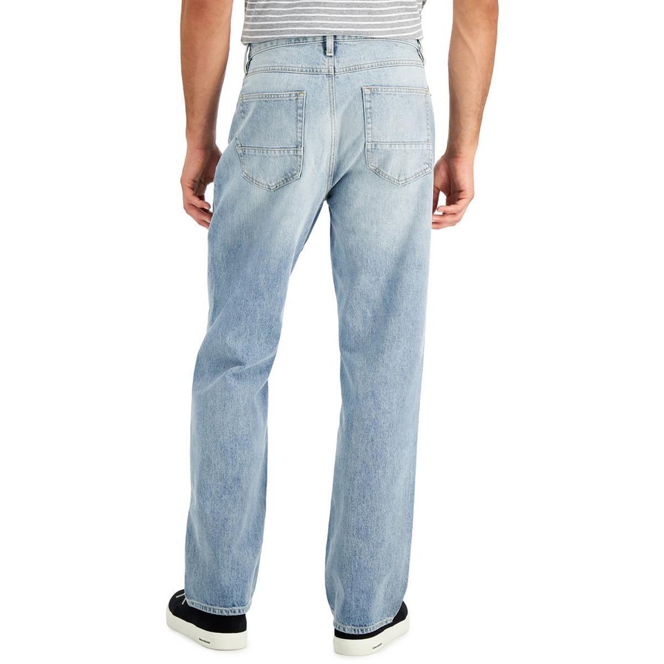 Sun + Stone Mens Blue Straight Fit Light Wash Straight Leg Jeans 36