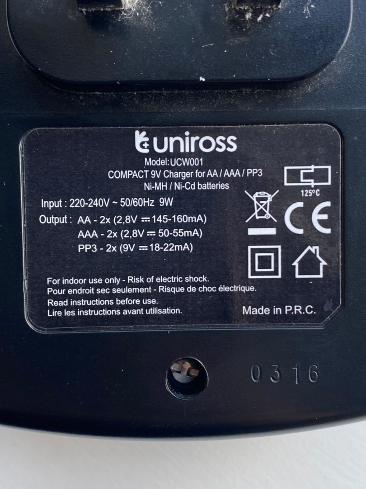 uniross universal battery charger AA, AAA, 9V, NIMH and NICD eBay
