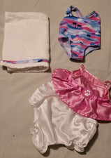 Build A Bear Summer Lot - Palm Tree Bathing Suit w/ Towel  Satin 2 Piece Outfit