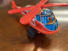 Vintage TWA Tin and Plastic Friction Helicopter Working Made In Japan