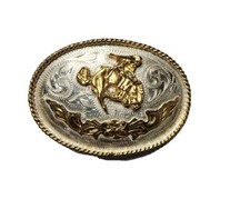 Vintage Alpaca Silver Mexico Bucking Bronco Horse Belt Buckle