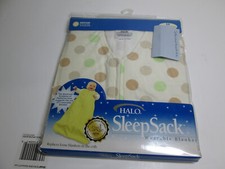 Halo SleepSack Wearable Blanket  Cotton  Green Brown Dots Medium 6-12 Months