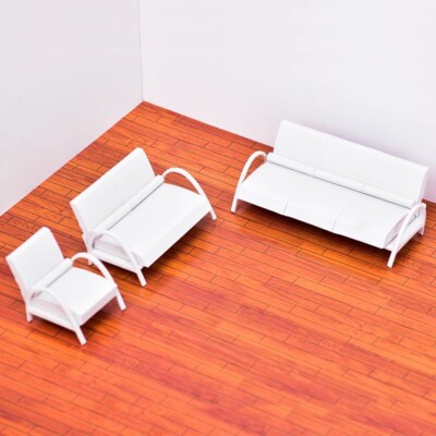 Miniature ABS Plastic Sofa Settee Model White Furniture Ornament Art Craft DIY