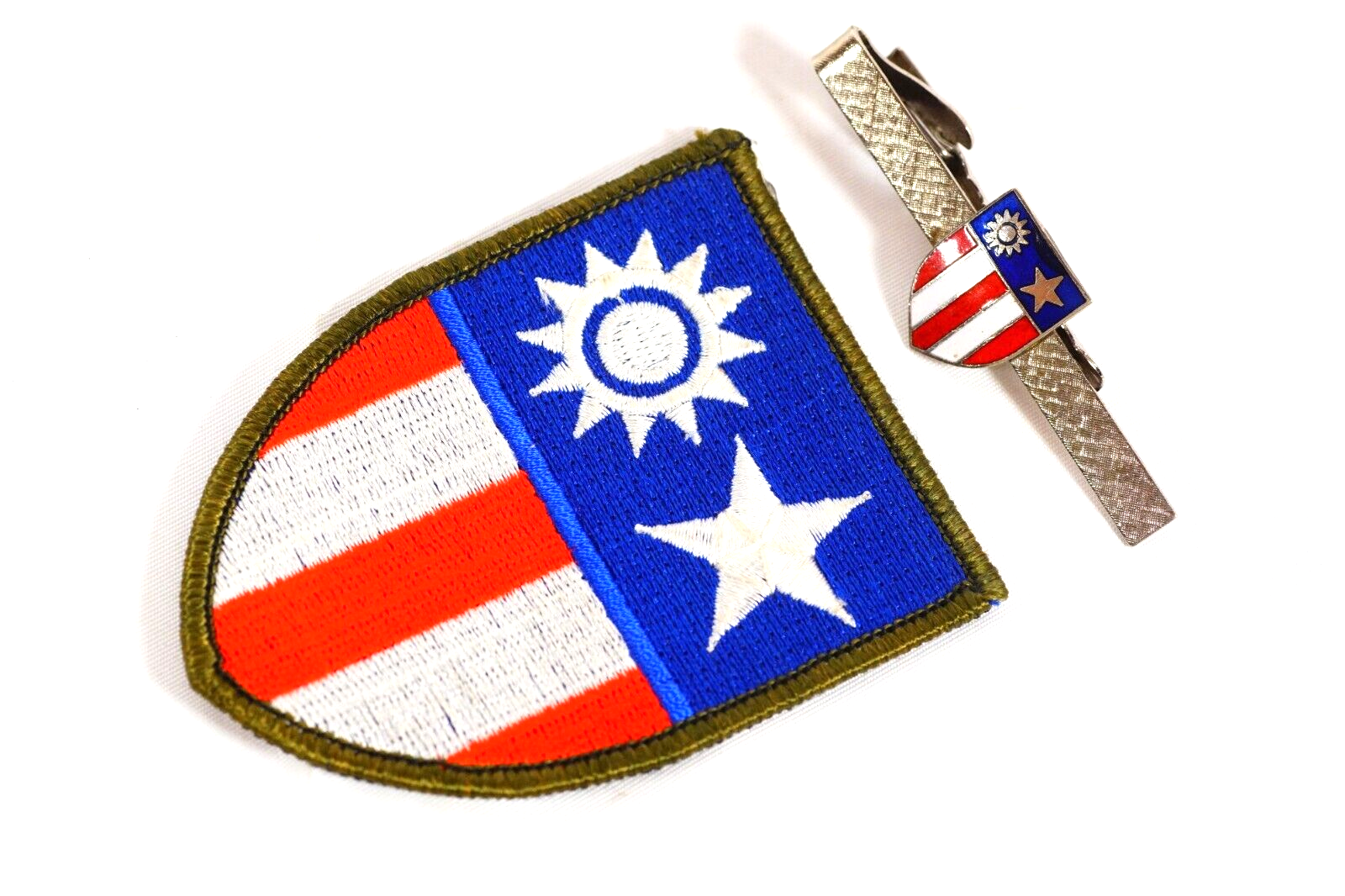 China Burma India Tie Bar Clip And Arm Patch WWII Military Veteran Lot
