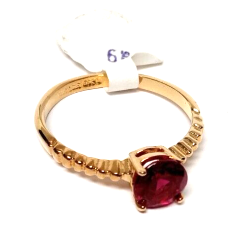 Ring Ladies 14kt Gold EP Red Gemstone Solitaire Ring Size 9 costume ...