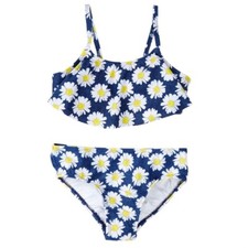 KENSIE Floral Bikini 2pc Bathing Swimsuit Blue, White Yellow w/ Daisies Girls 4