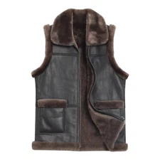 Handcrafted 100% Real Sheepskin Shearling Pilot Aviator Classic Leather Vest