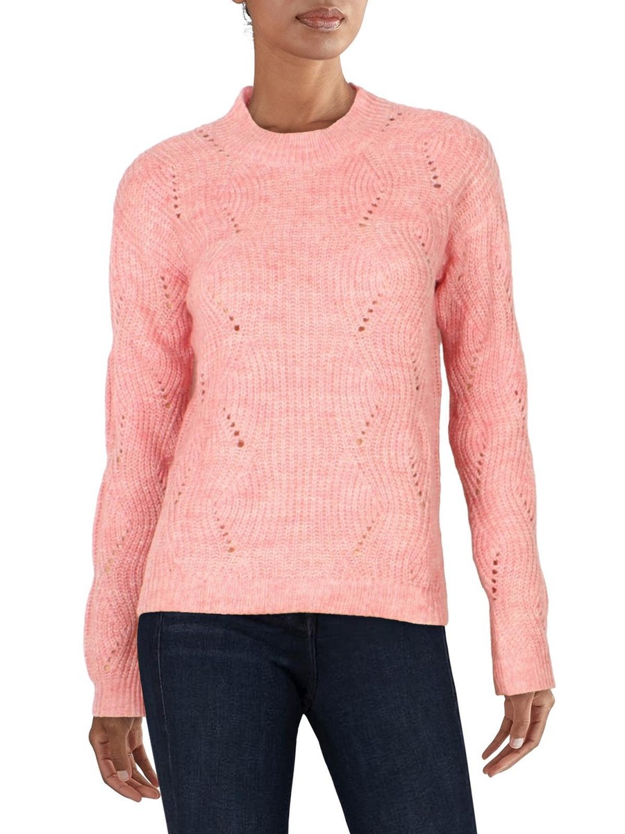 Hippie Rose Women Small Sweater Pink Mock Neck Long Sleeves