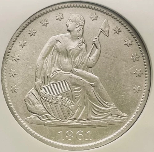 1861-O Seated Liberty Half Dollar CONFEDERATE CSA W-09 SS Republic (B) XF