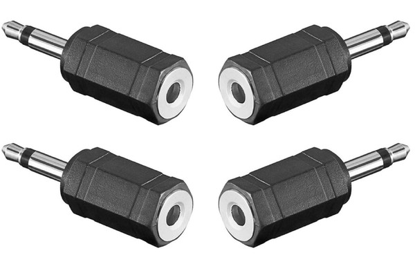 4 X Adam Hall Adapter 3,5 Mm Mono Klinkenstecker Auf 3,5 Mm Stereo Klinkenbuchse-image