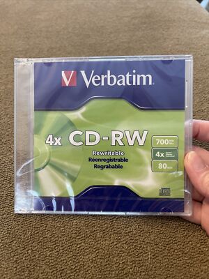 Verbatim CD-RW 80Min 700MB 2X-4X Branded 1-Pack Slim Jewel Case Box (NS)