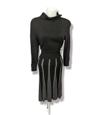 NEW DIRECTIONS BLACK AND GRAY COTTON BLEND TURTLENECK SWEATER DRESS SIZE M