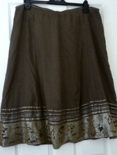 Lady's Sage Green Viscose Midi Skirt with Sequins and Sewing at Hem 18 W40" L29"