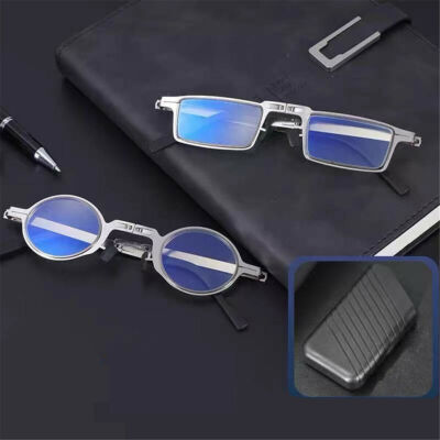 Ultraleichtes Titanmaterial, schraubenlose faltbare Anti-Blau-Lesebrille + Etui