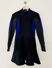 Stella McCartney Runway Scuba Dress – Black Blue A-Line, Ruffle Trim,  US 10