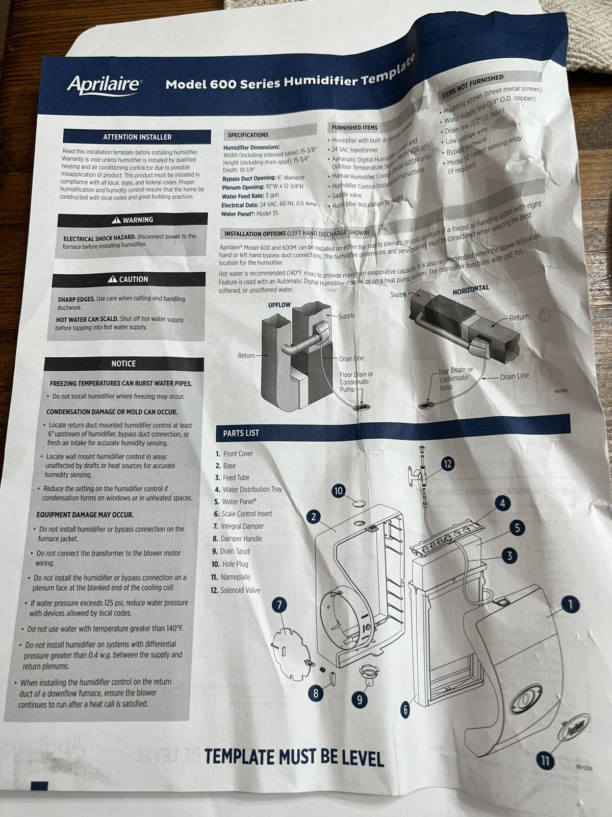 Aprilaire 600M Whole House Humidifier with Manual Control New eBay