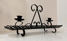 Mid Century Black Metal Mid Century Modern 1960s Pierced Mesh Candle Holder