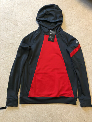 Boys Girls XL Youth Unisex Nike Academy Pro Soccer Hoodie Sweatshirt, Gray  Red