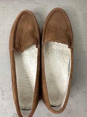 Vionic McKenzie Women’s Tan Suede Moccasin Slippers Loafers Sz 9 Toffee Comfort VIONIC Toffee Tan Suede Fleece Lined McKenzie Slippers size  main image 2