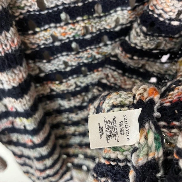 Catálogo Sundance Suéter Mujer XS Acrílico Lana Tejido Rayas Cárdigan Abierto Acogedor Foto 4 de 4