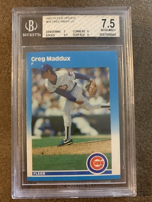 GREG MADDUX Beckett 7.5 Mint 1987 Fleer Update #68 Rookie