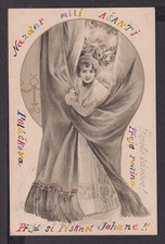 Jugendstil Art Nouveau Ansichtskarte Prag Tschechien Nazdar mili Asanti