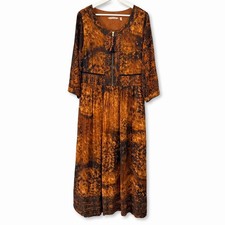 Soft Surroundings Venetian Maxi Dress Size 10 Orange Black Tie-Dye Bohemian Boho