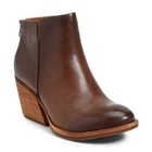Kork-Ease Chandra Brown Leather Ankle Bootie 6.5 Stacked Wedge Heel