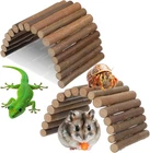 Natural Wood Hideout Hamster Bridge Tunnel Ladder Hamster Cage Accessories Small