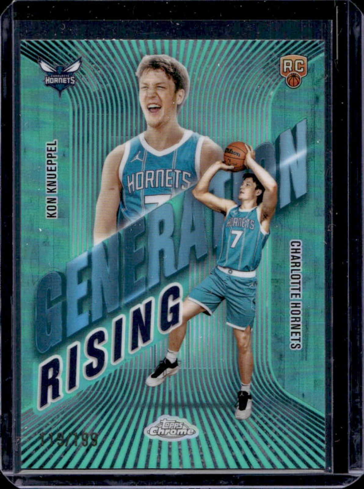 2025-26 Topps Chrome Kon Knueppel Generation Rising RC Aqua Refractor #/199