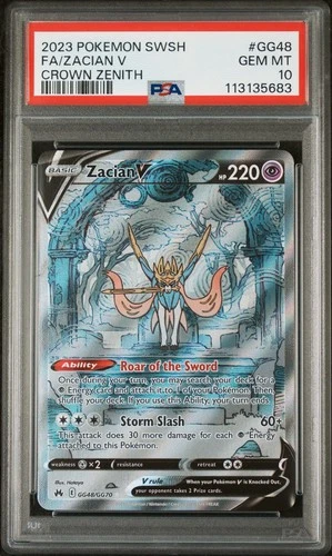 Pokemon 2023 Crown Zenith Galarian Gallery Zacian V GG48/GG70 FA Holo PSA 10 EN