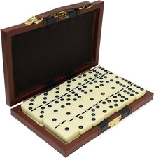 Premium Double Six Dominoes Set 28 Tiles With Case Metal Spinners Family Game