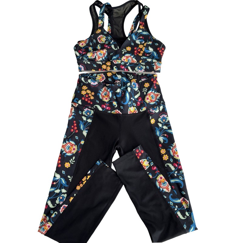 JOY LAB Women's XS 2pc Floral Activewear Set Sports Bra & Leggings Stretch
