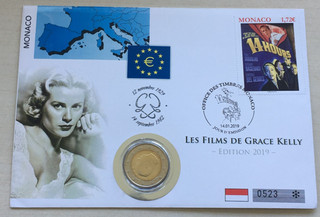Künker: Monaco 2 Euro 2019 Numisbrief Grace Kelly Kinofilm 14 Stunden Top!