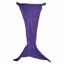 Knit Purple Mermaid Tail Blanket For Kids