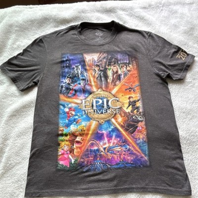 Universal Studios Epic Universe Men's Gray Graphic T-Shirt 